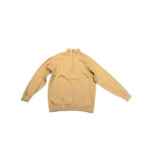 Turnbury Mens Tan Striped Quarter‎ Zip Long Sleeve Sweatshirt Size L 100% Cotton